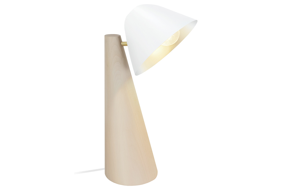 Lampe  poser scandinave en bois clair et blanc H42 cm FARO