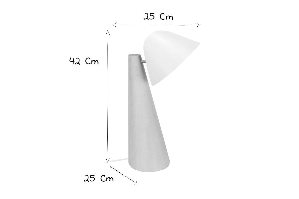 Lampe  poser scandinave en bois clair et blanc H42 cm FARO