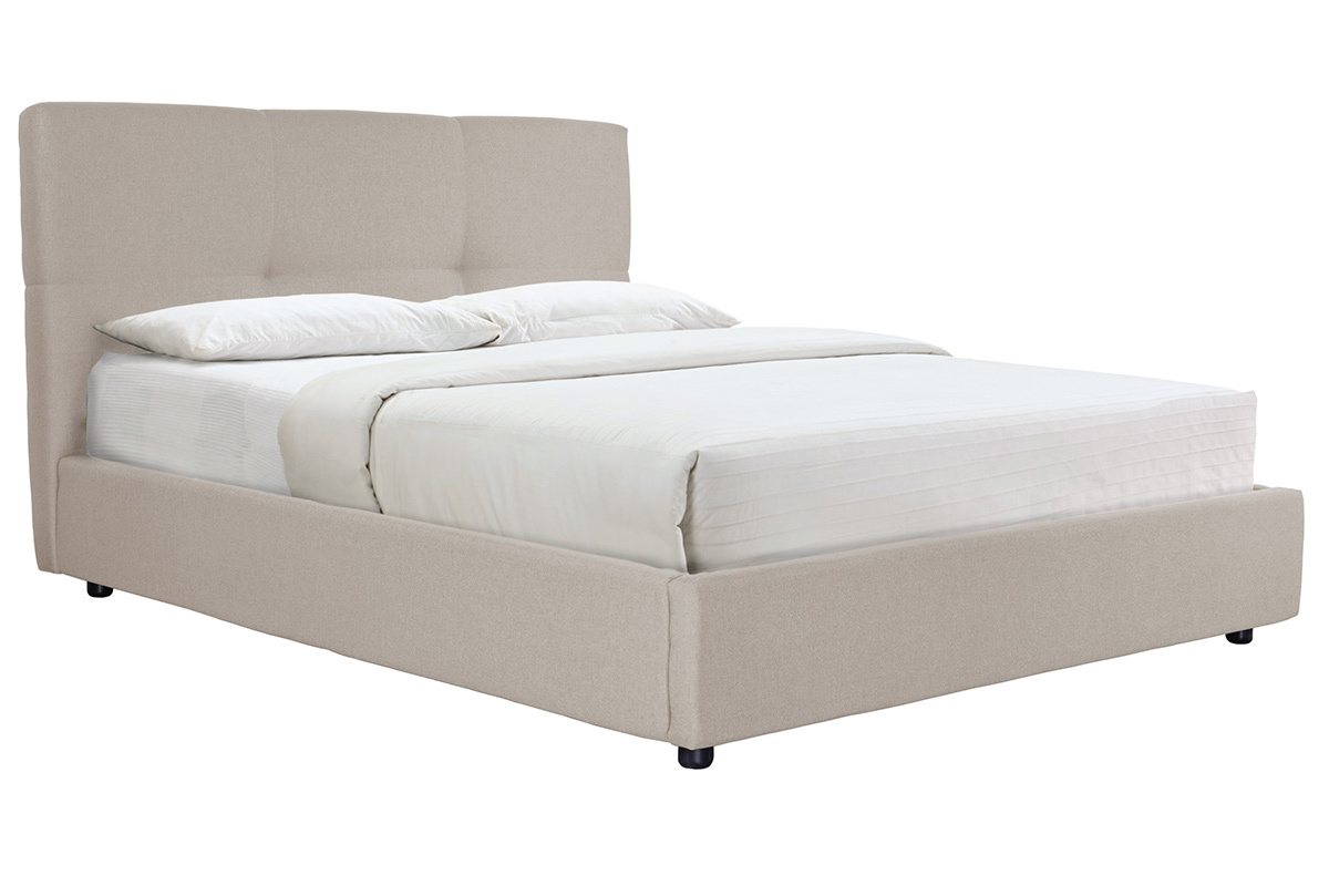 Lit coffre 160 x 200 cm en tissu beige SOGNO