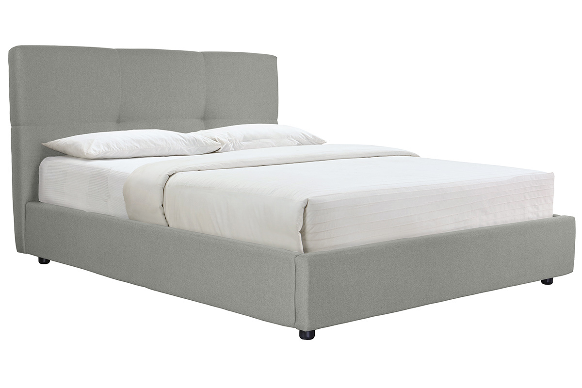 Lit coffre 160 x 200 cm en tissu gris clair SOGNO