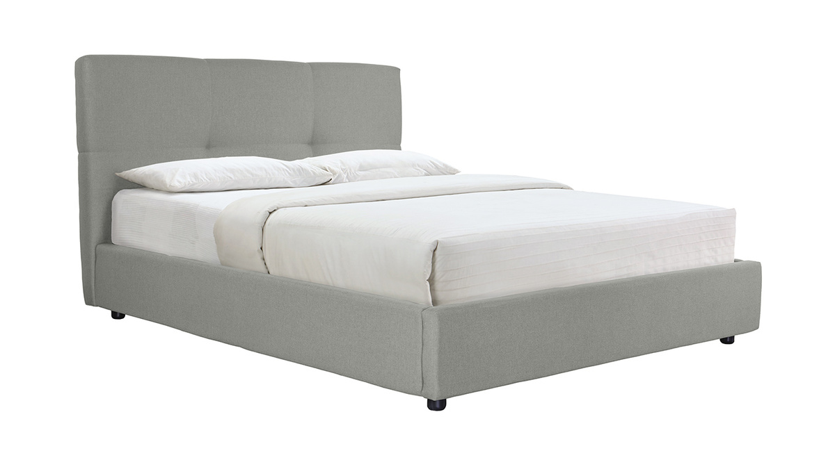 Lit coffre 160 x 200 cm en tissu gris clair SOGNO