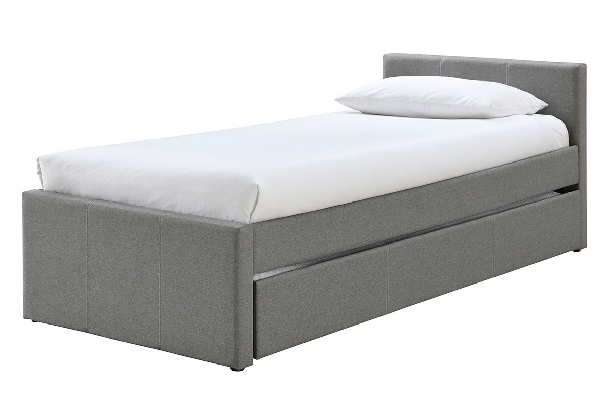 Lit gigogne gris 90x190 cm MACCO