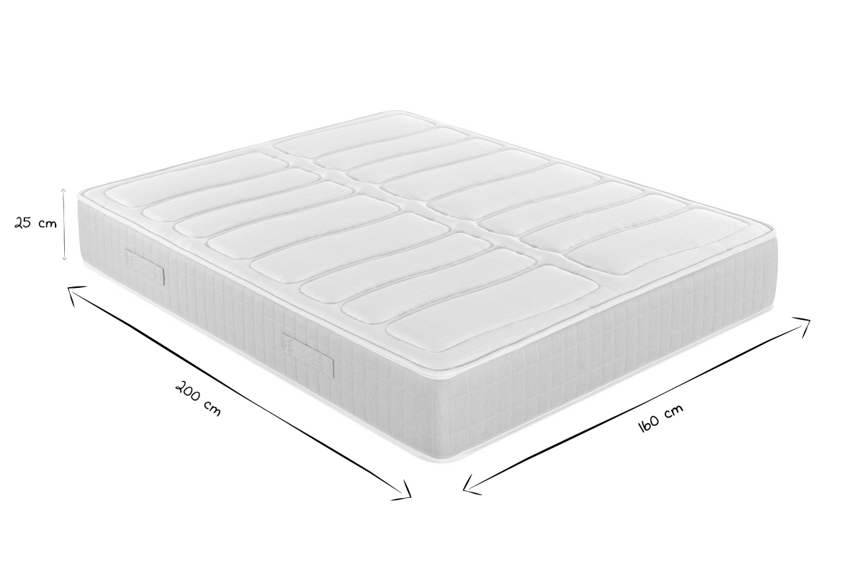 Matelas 160x200 cm  ressorts ensachs avec accueil mousse  mmoire de forme 25 cm BEN