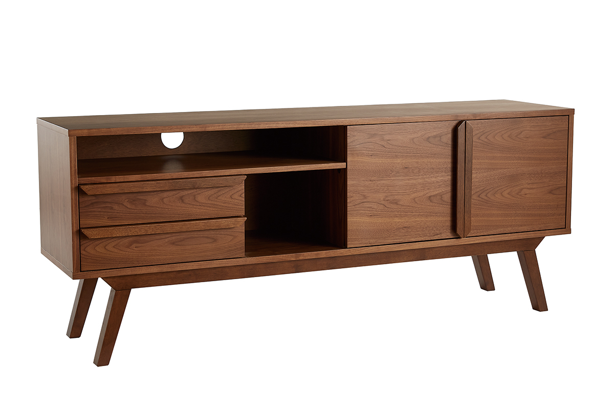 Meuble TV - Buffet vintage bois fonc noyer L160 cm VOLVER