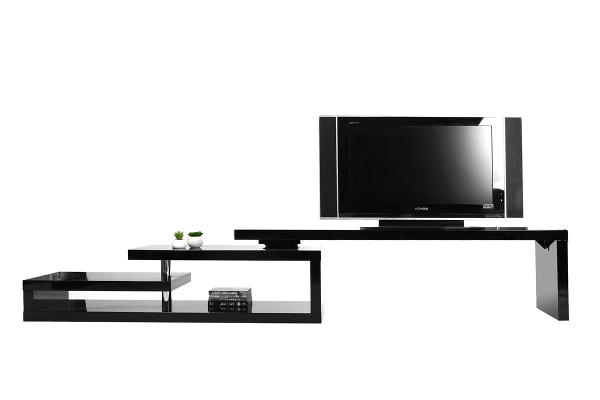 Meuble TV design laqu brillant noir pivotant L255 MAX V2