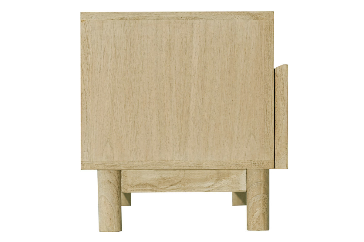 Meuble TV en bois clair et cannage rotin L120 cm GALINA