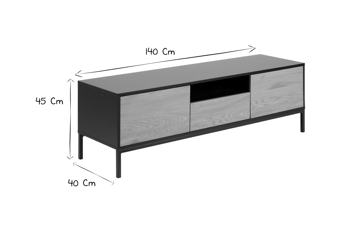 Meuble TV industriel bois et mtal L140 cm TRESCA