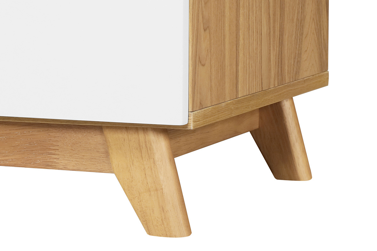 Meuble TV scandinave blanc et bois clair L150 cm NEELA