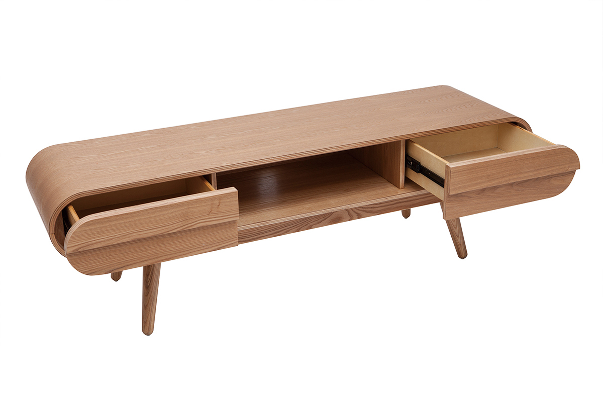 Meuble TV scandinave en bois clair 2 tiroirs L150 cm BALTIK