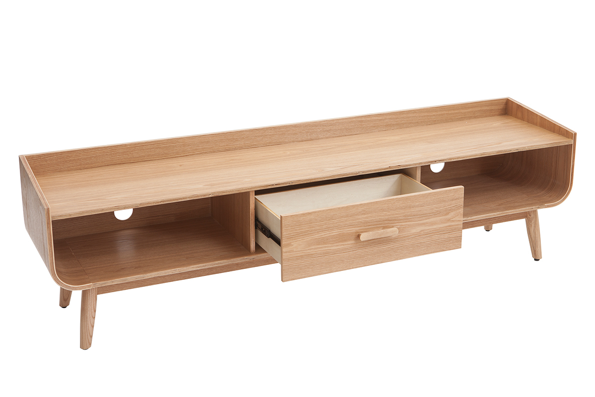 Meuble TV scandinave en bois clair L180 cm HALLEN