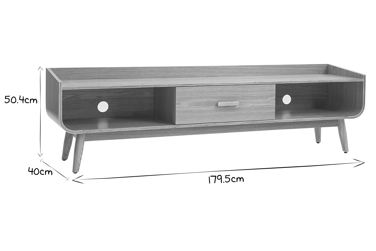 Meuble TV scandinave en bois clair L180 cm HALLEN