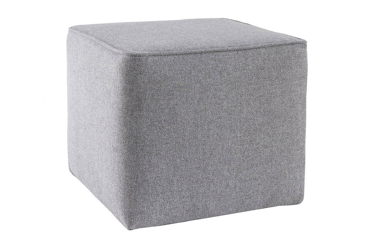 Pouf design carr en tissu gris PAVE