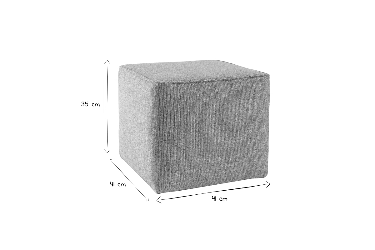 Pouf design carr en tissu gris PAVE