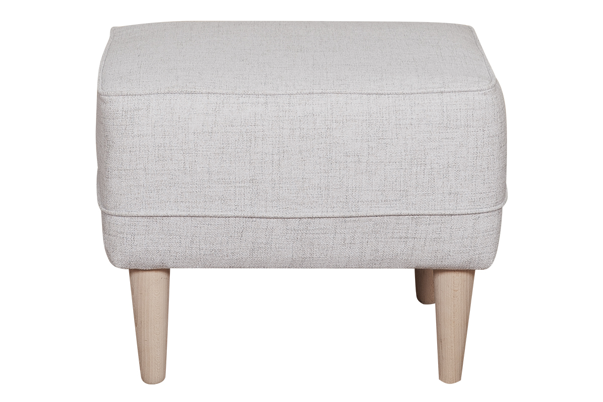 Pouf repose-pieds en tissu gris clair et bois clair PAPEL