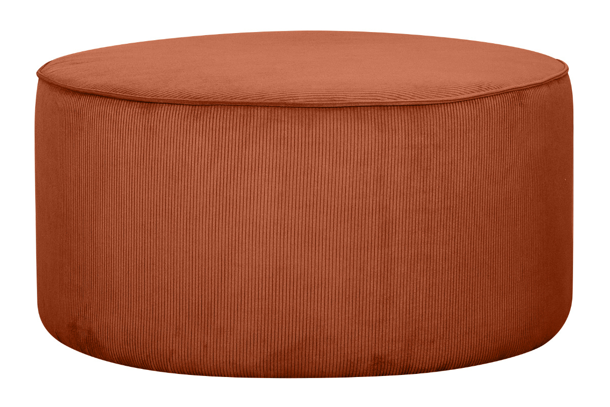 Pouf rond en tissu velours ctel terre brule D70 cm LOUIS