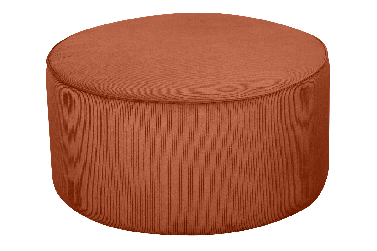 Pouf rond en tissu velours ctel terre brule D70 cm LOUIS