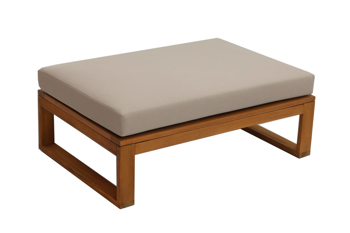 Salon de jardin d'angle 6-8 places en bois massif avec coussins dhoussables taupe SALSA