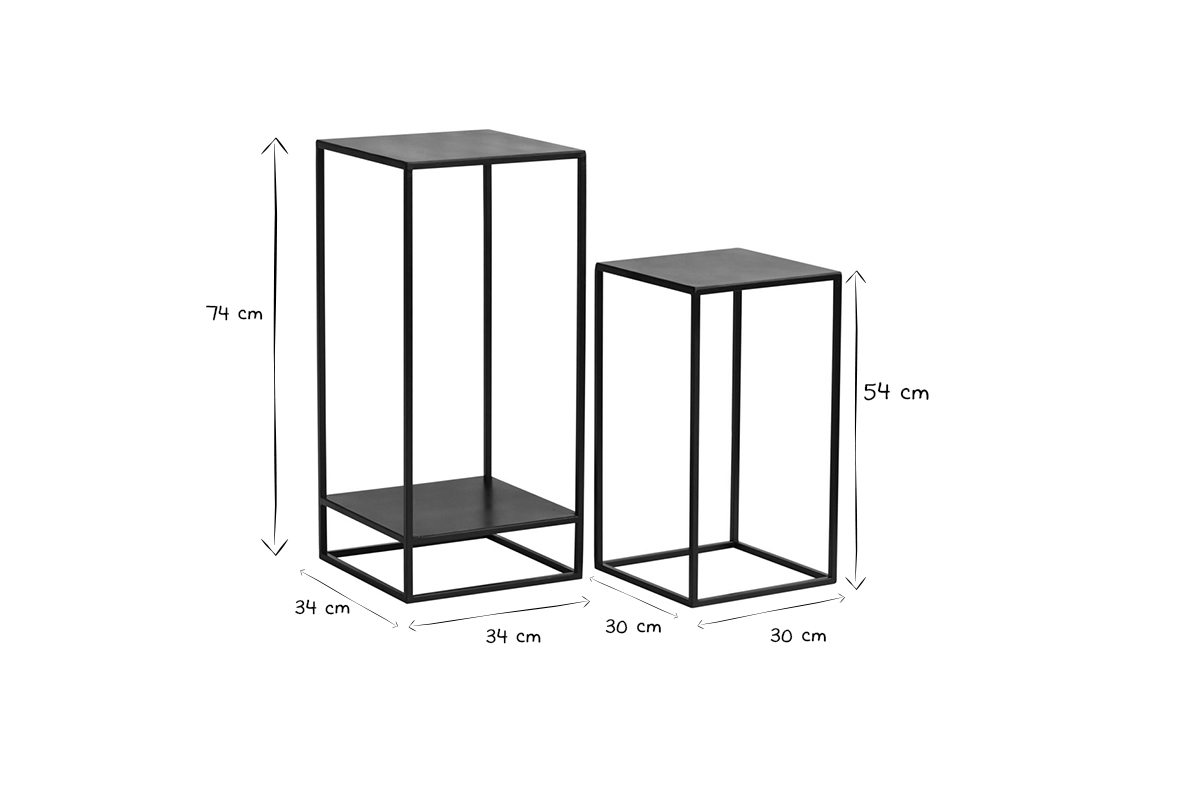 Sellettes gigognes en mtal noir L34 cm (lot de 2) IGGY