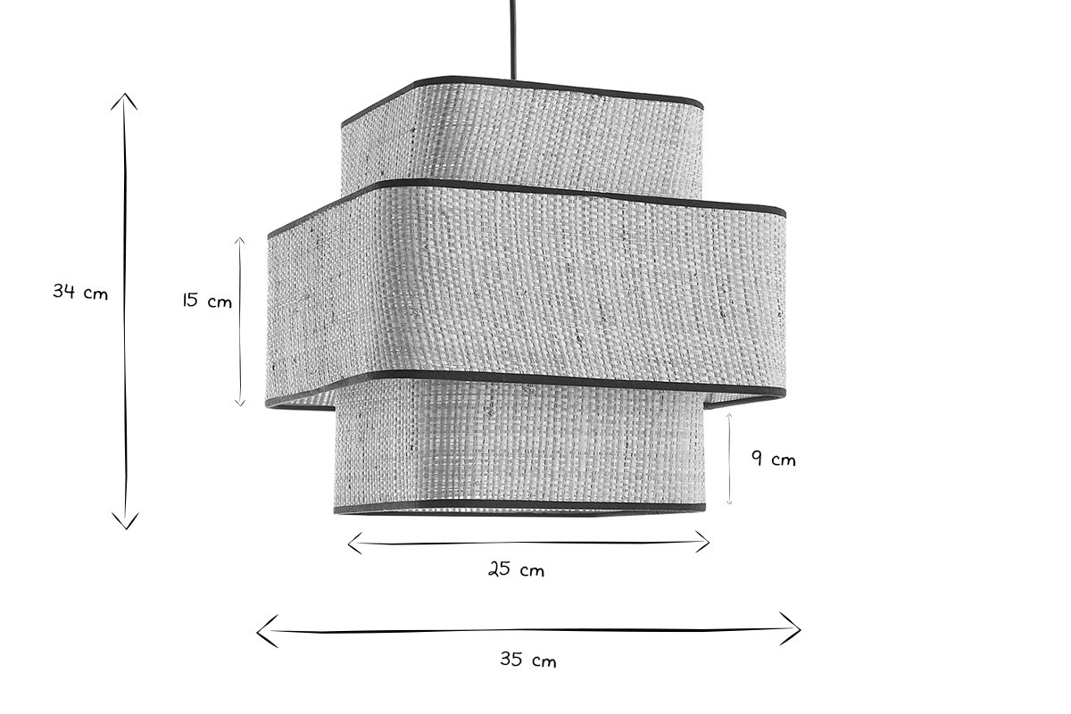 Suspension cube en rabane naturelle L35 cm TERA