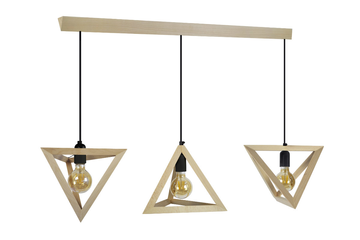 Suspension design en bois 3 lampes DUNE