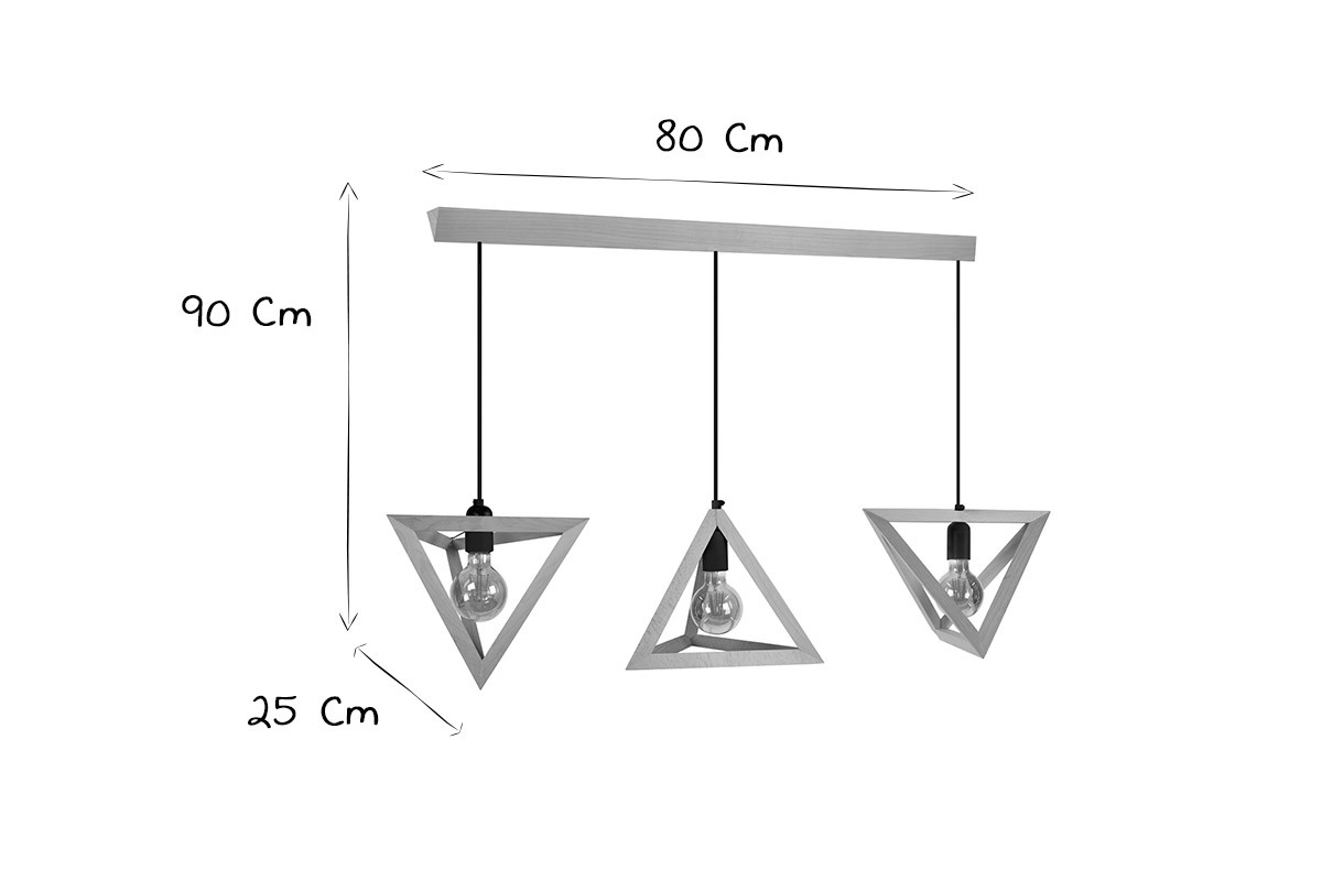 Suspension design en bois 3 lampes DUNE