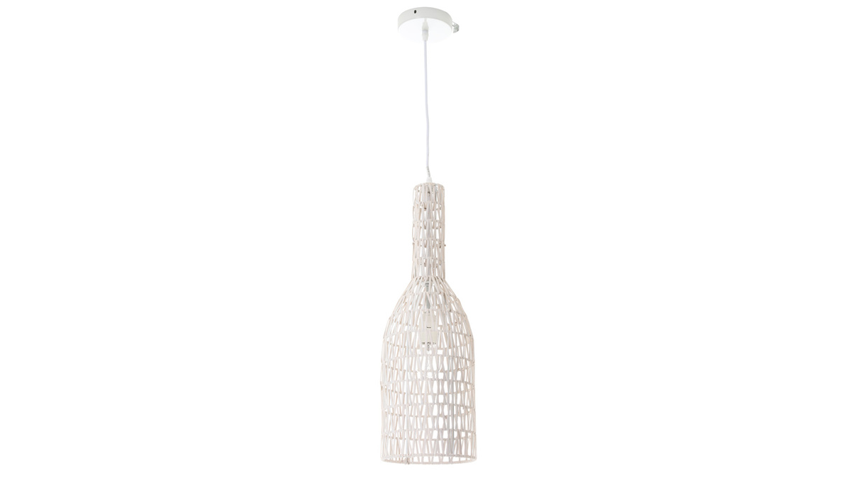 Suspension design en rotin blanc D19 cm PHILAE