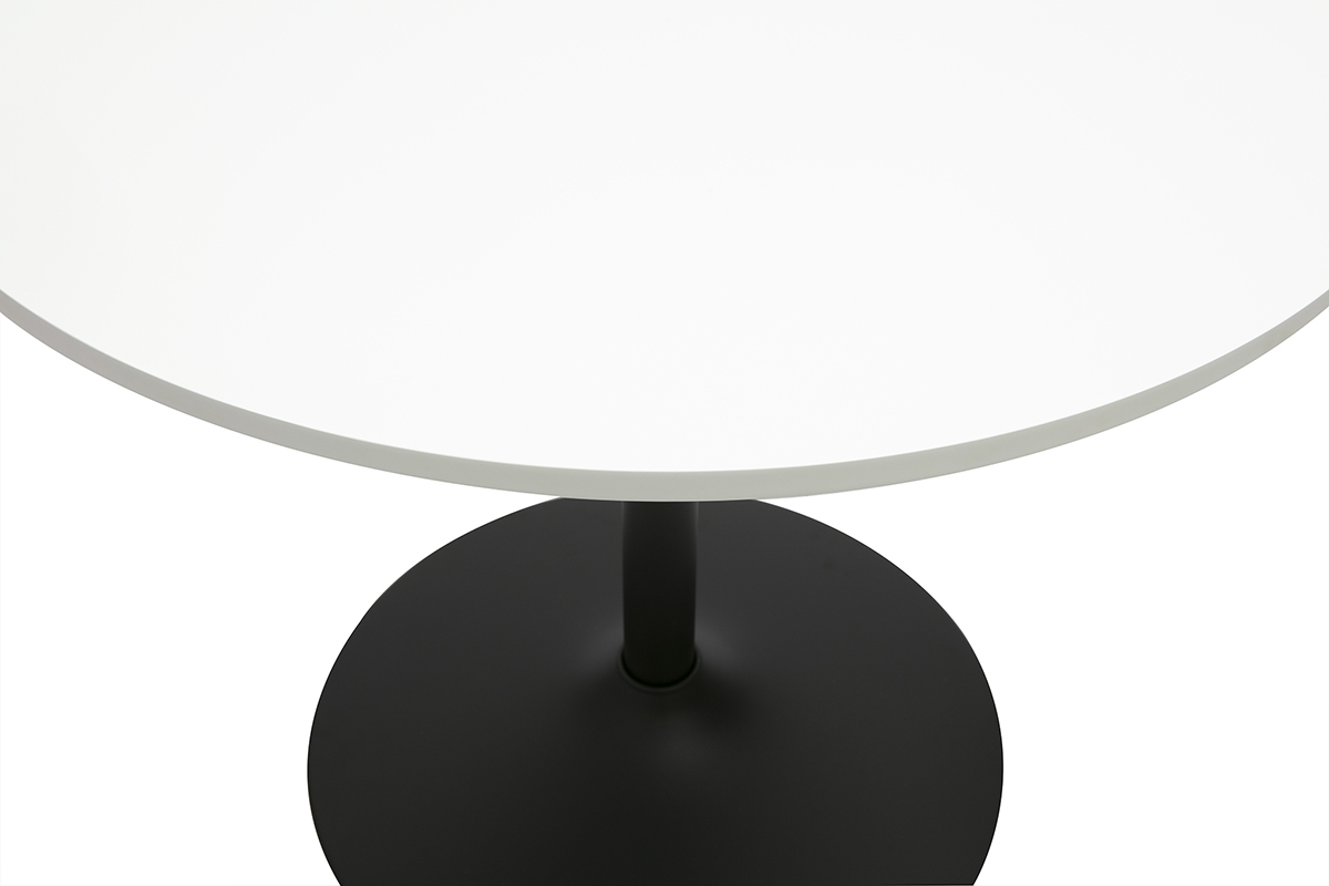 Table  manger design blanc et noir ronde D90 cm CALISTA