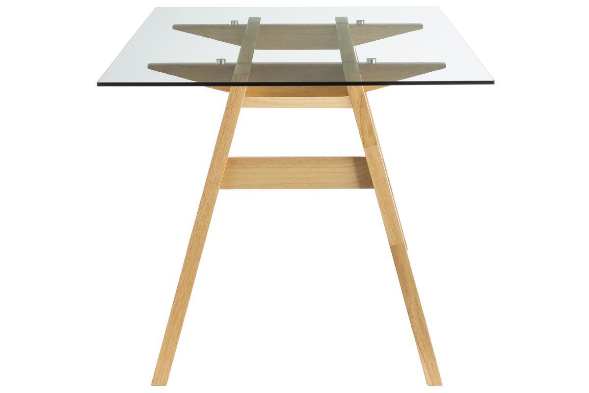 Table  manger design en verre transparent et bois clair L160 cm BACCO