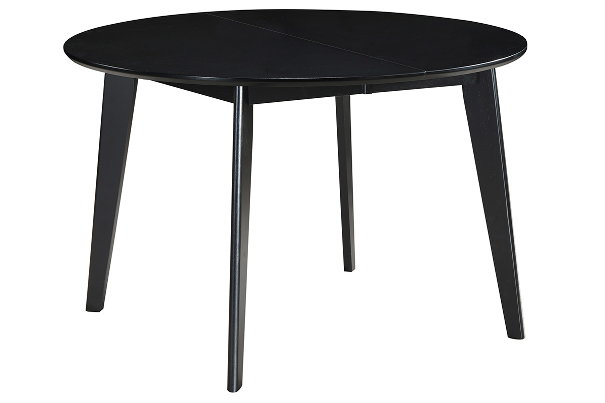 Table  manger design extensible ronde noire L120-150 cm LEENA