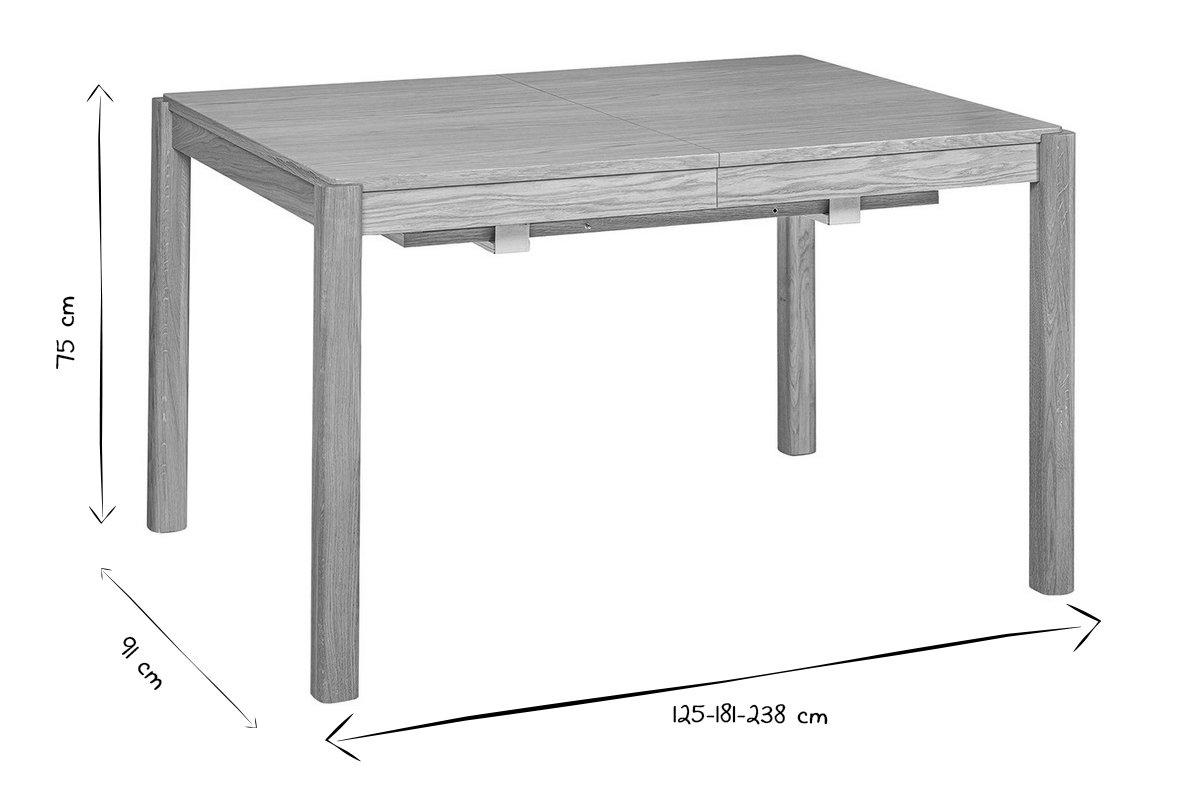 Table  manger extensible rallonges intgres en bois fonc noyer rectangulaire L125-238 cm AGALI