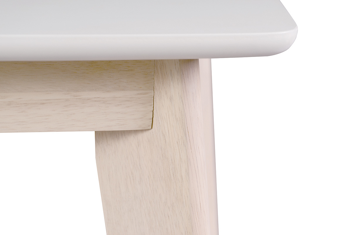 Table  manger extensible scandinave blanc et bois clair L150-200 cm LEENA