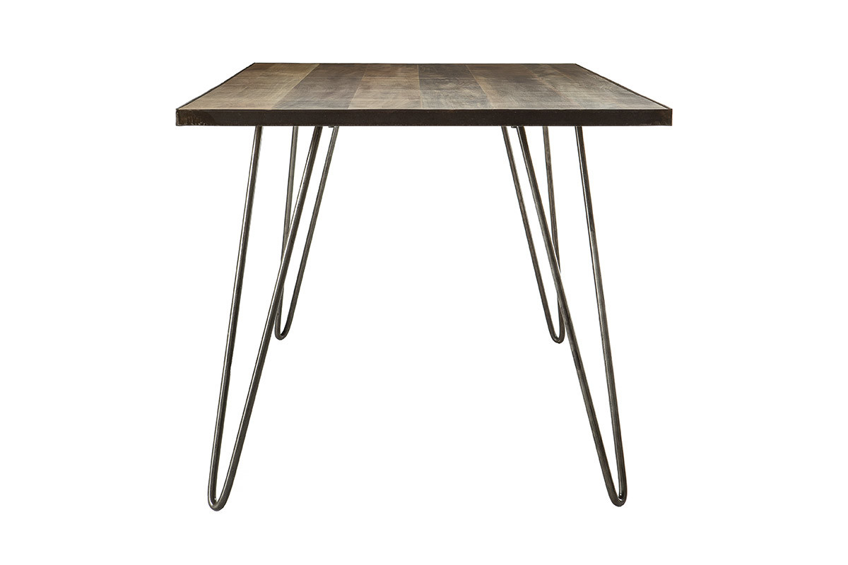 Table  manger industrielle bois manguier massif et mtal L160 cm ATELIER