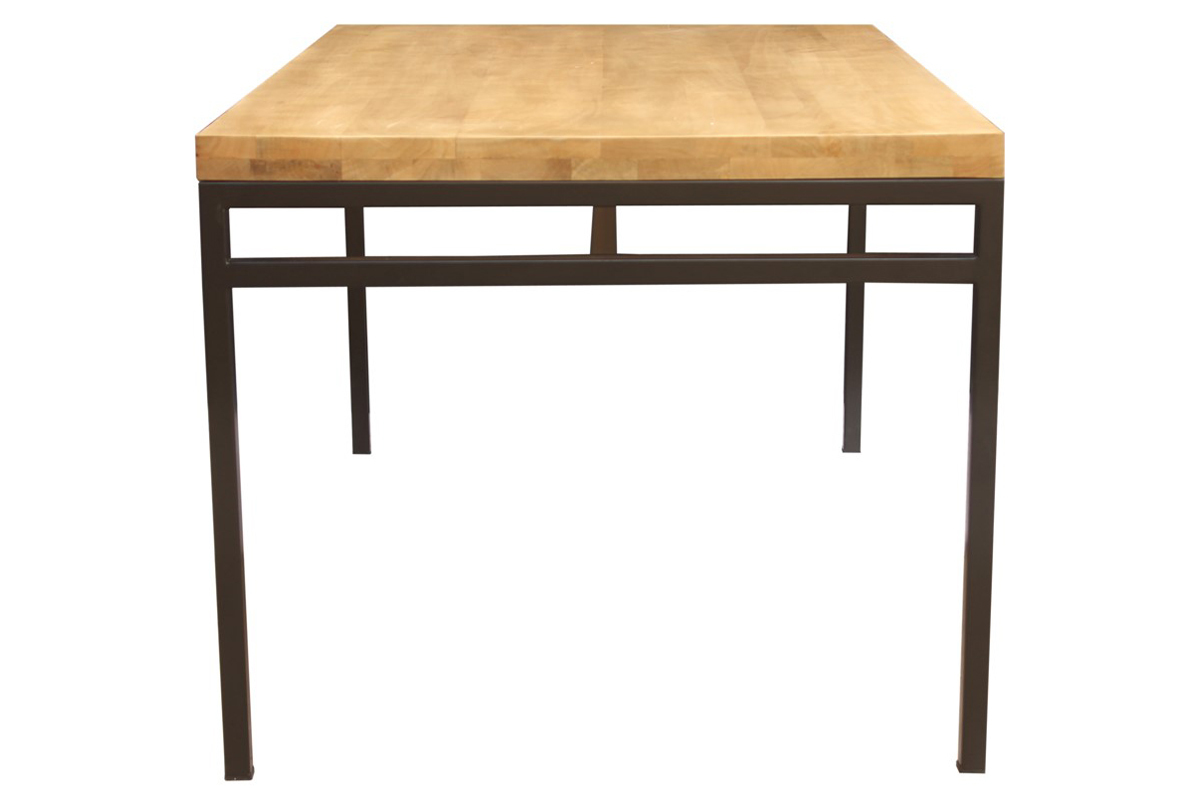 Table  manger industrielle bois manguier massif et mtal L160 cm YPSTER