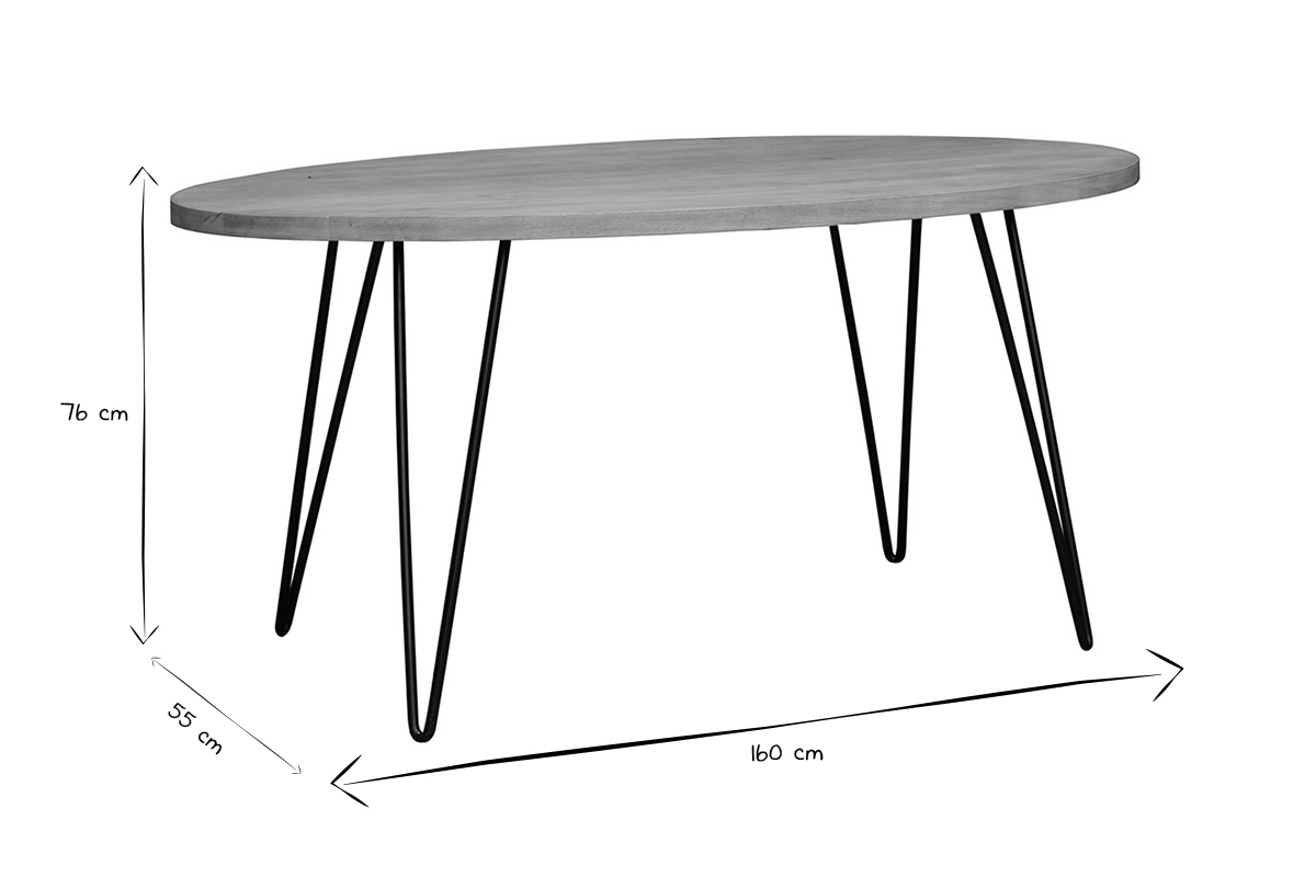 Table  manger ovale en bois manguier massif L160 cm VIBES