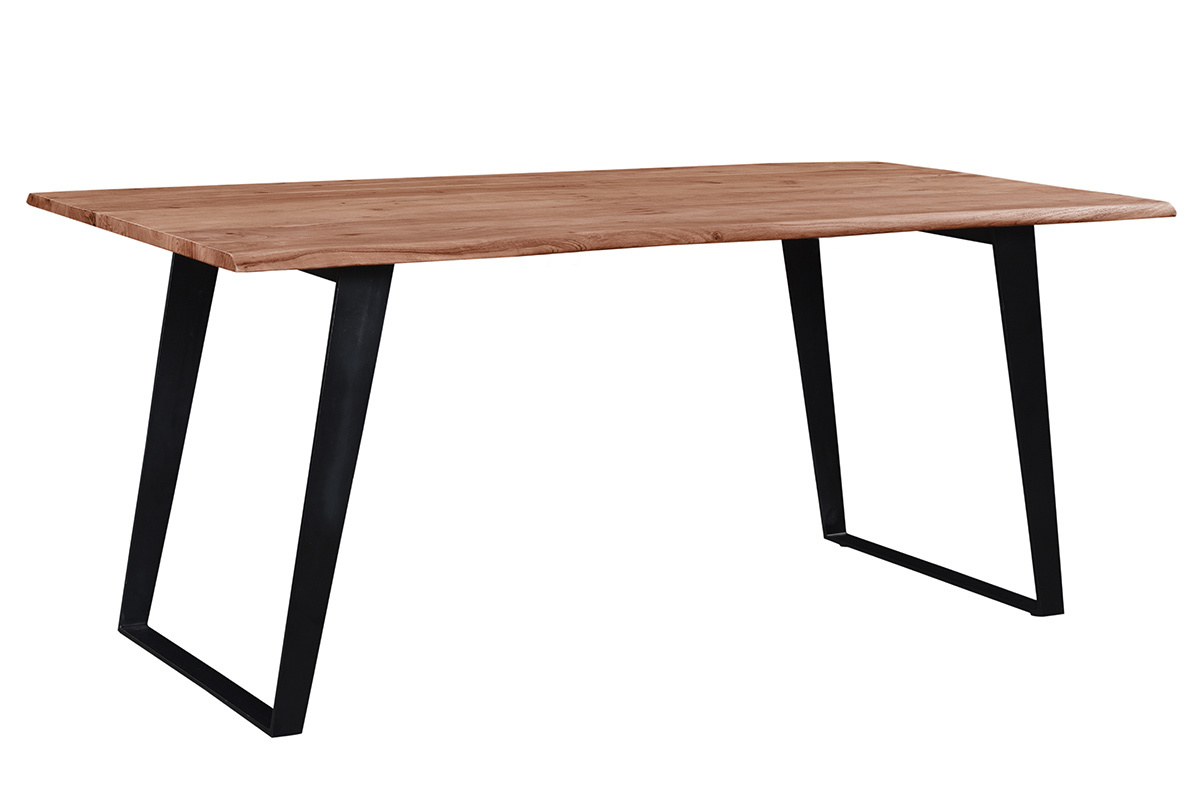 Table  manger rectangulaire en bois massif et mtal noir L175 cm KORA