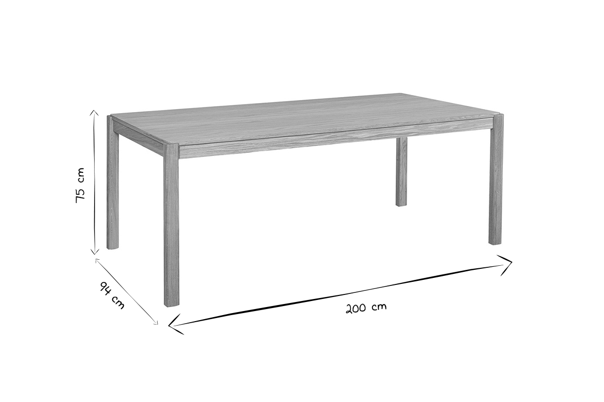 Table  manger rectangulaire scandinave bois clair chne L200 cm AGALI