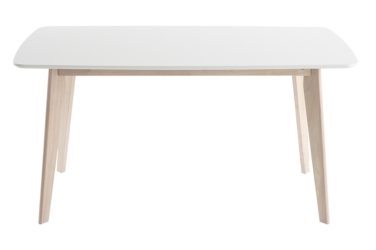 Table  manger scandinave blanc et bois clair rectangulaire L150 cm LEENA