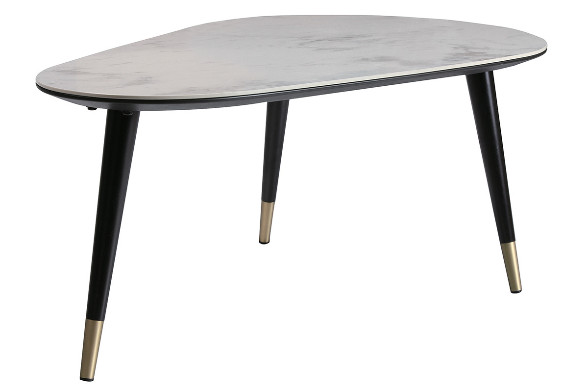 Table basse design effet marbre, bois noir et mtal dor L100 cm ALLURE