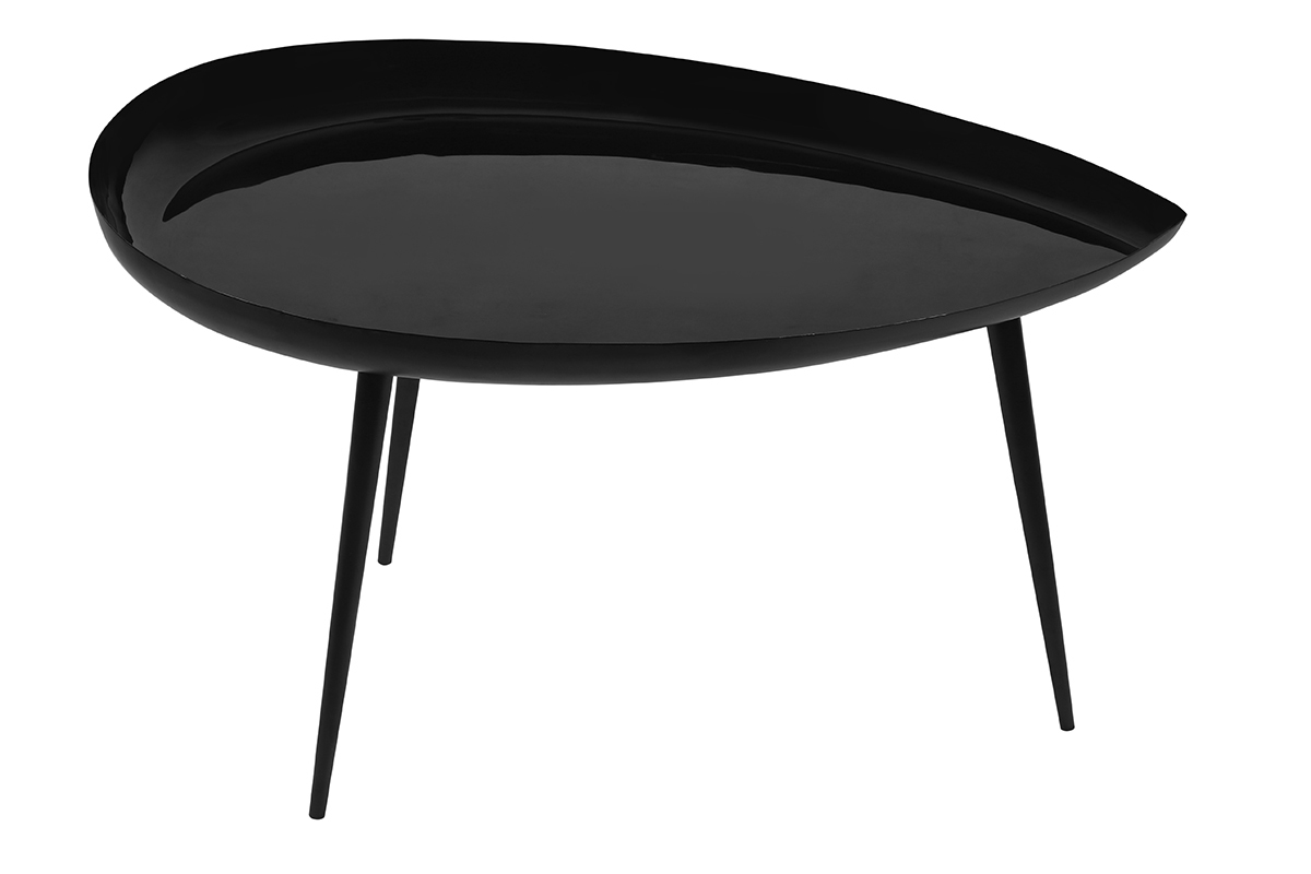 Table basse design laque en acier noir L80 cm DROP