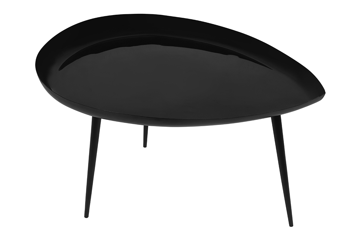 Table basse design laque en acier noir L80 cm DROP