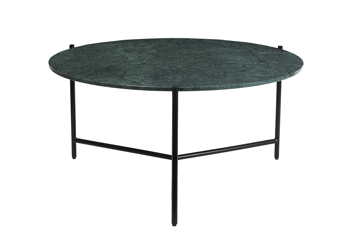 Table basse design ronde en marbre vert D90 cm BUMCELLO