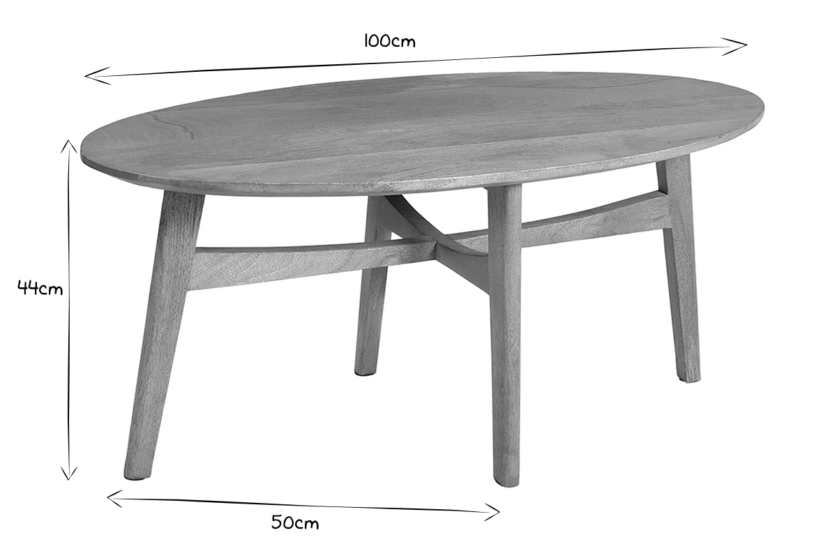 Table basse ovale bois manguier massif L100 cm PALEY