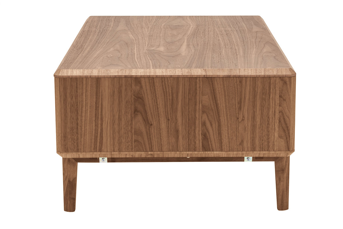 Table basse rectangulaire avec rangements bois fonc noyer L100 cm SUVA