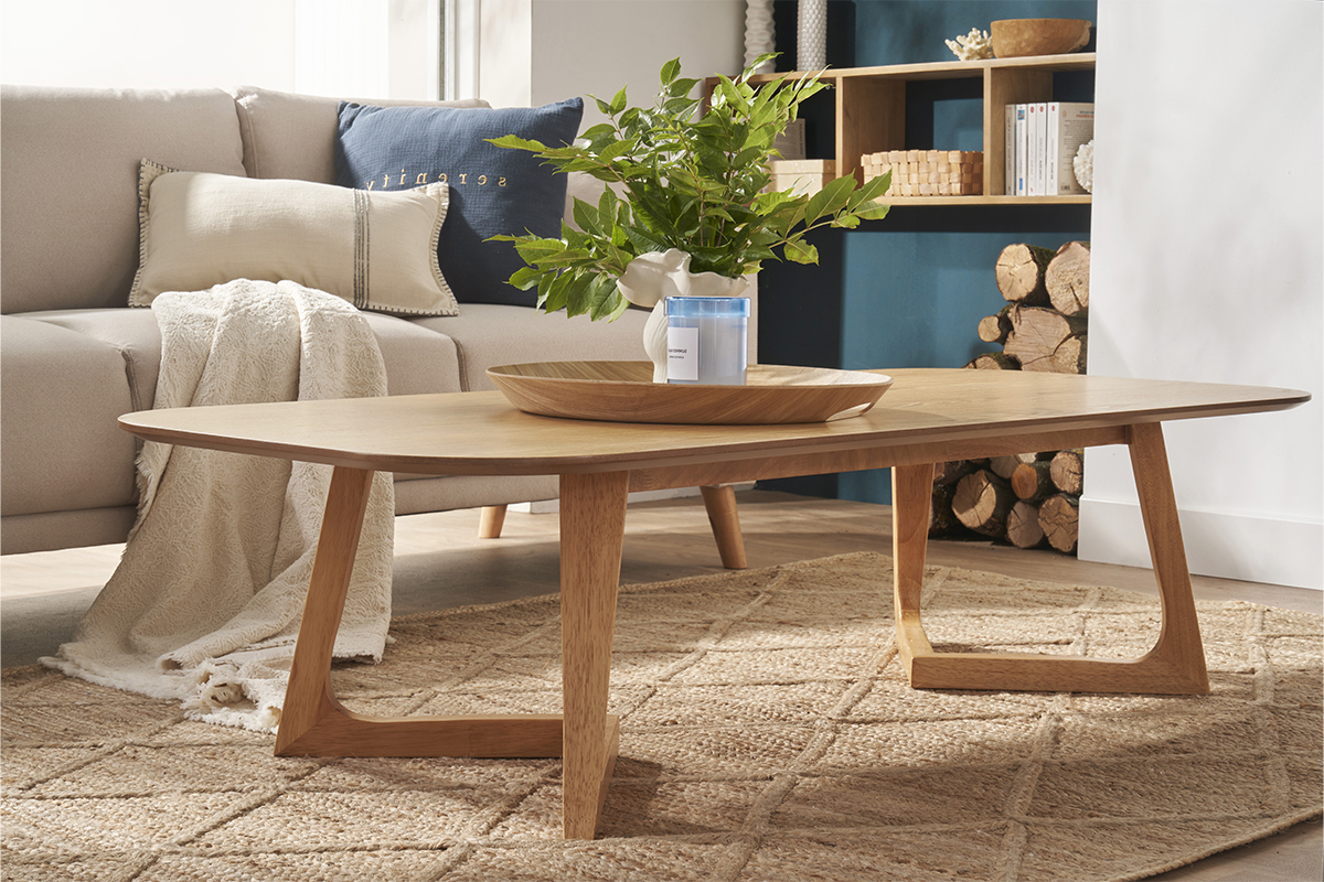 Table basse rectangulaire scandinave bois clair L150 cm JUKE