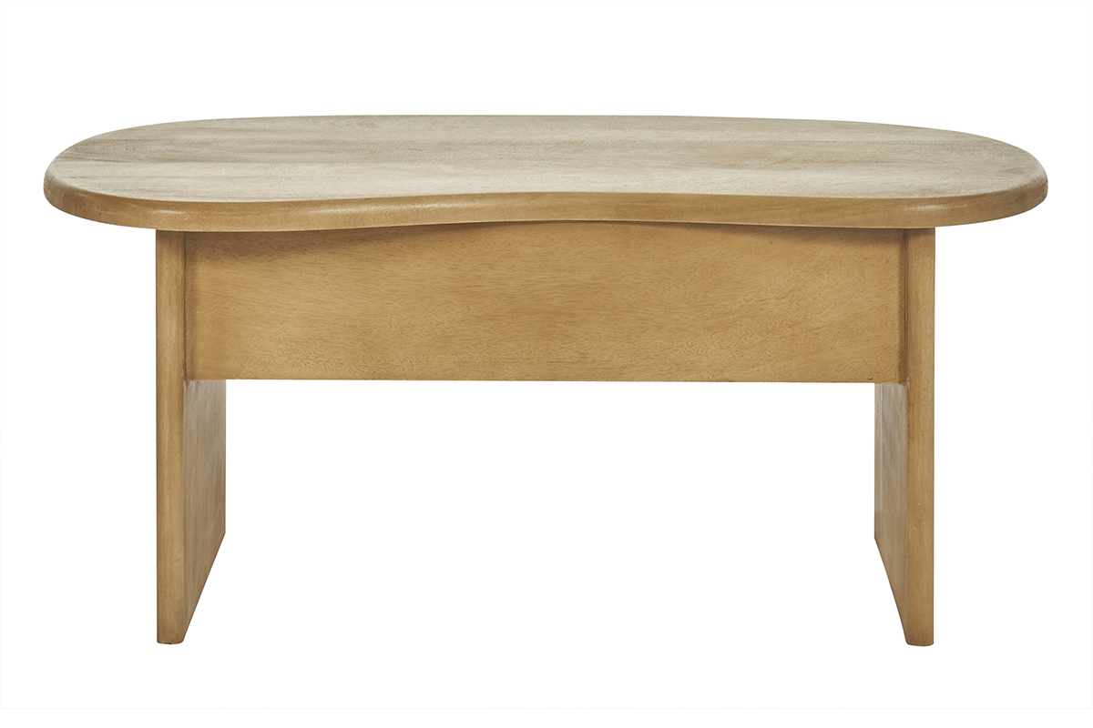 Table basse relevable design haricot avec rangement en bois manguier massif L95 cm KOKOA