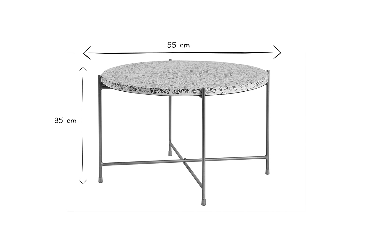 Table basse ronde design en terrazzo et mtal dor D55 cm MEZZO