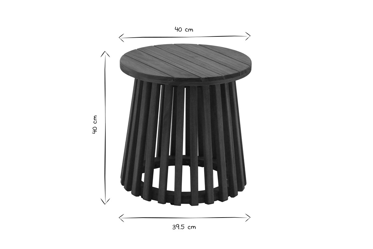 Table basse ronde en bois massif D40 cm  - NASSAU