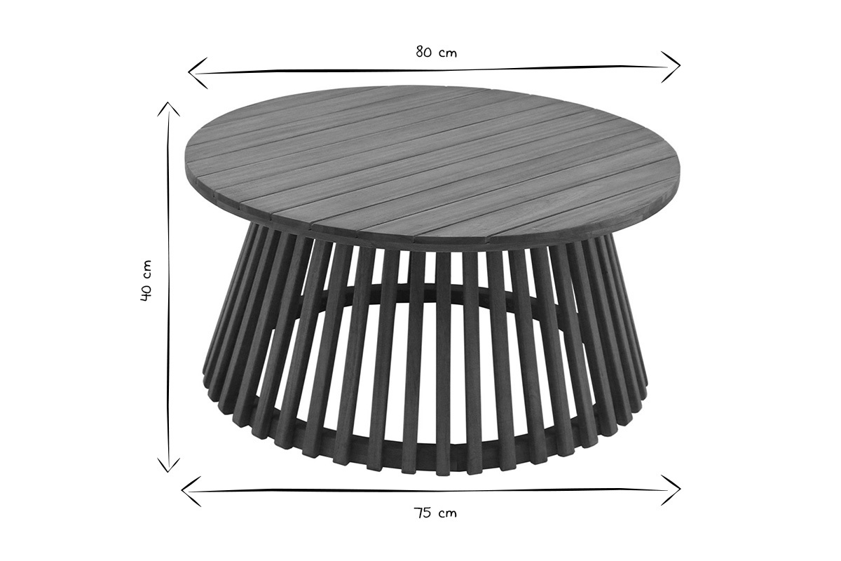 Table basse ronde en bois massif D80 cm - NASSAU