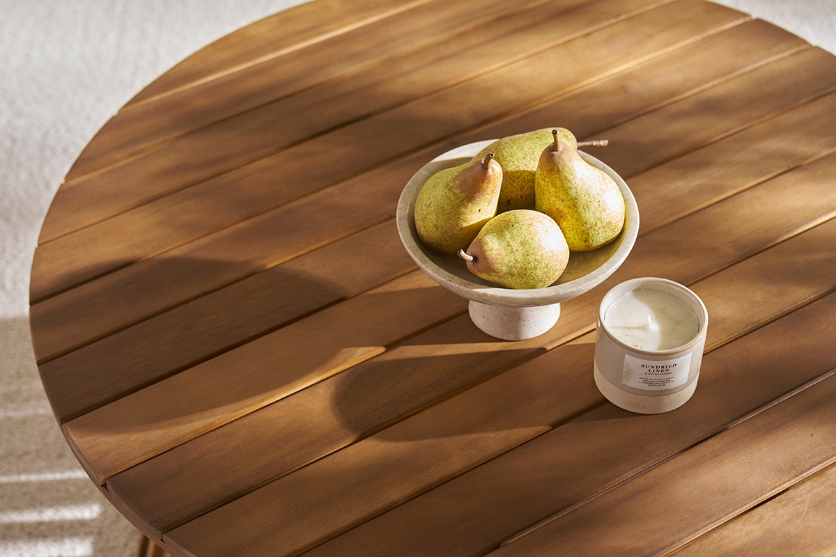 Table basse ronde en bois massif D80 cm - NASSAU