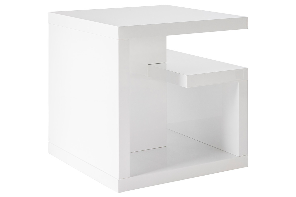 Table d'appoint design blanc laqu L50 cm HALTON